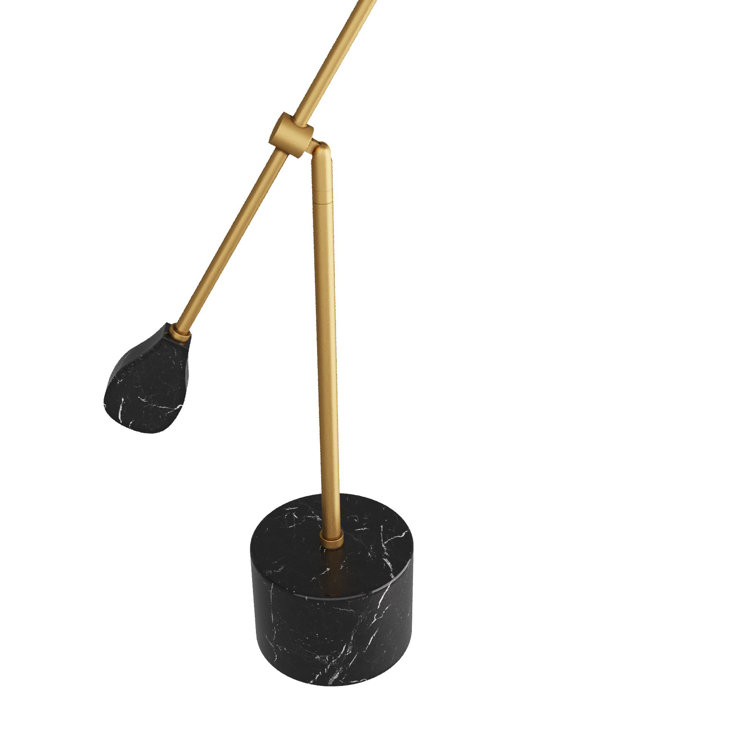 Adjustable Black and Brass Desk Lamp with Marble Base