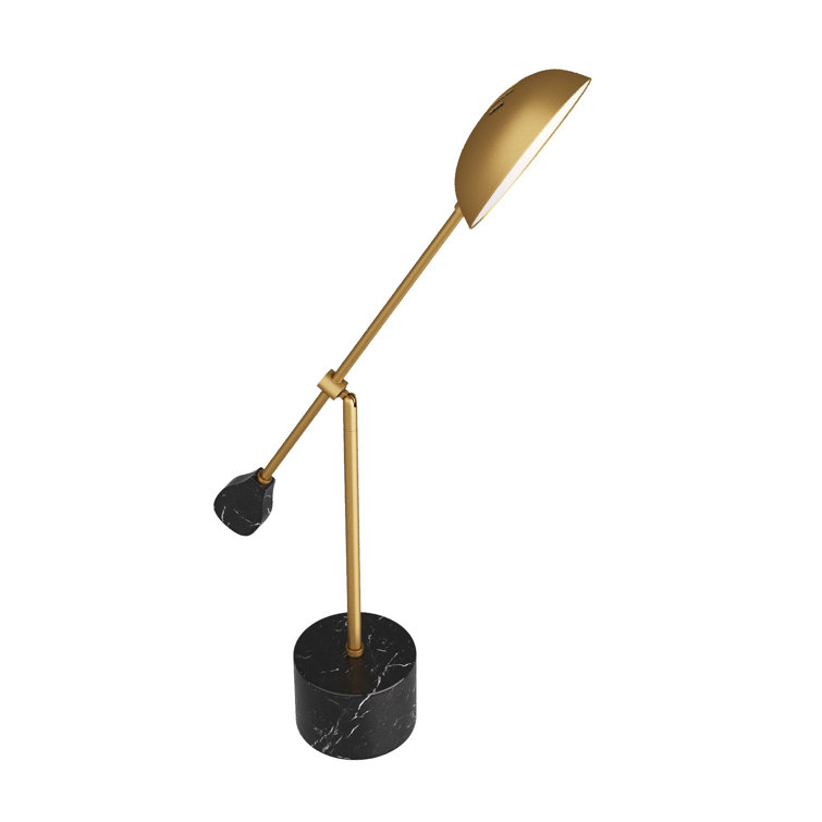 Adjustable Black and Brass Desk Lamp with Marble Base