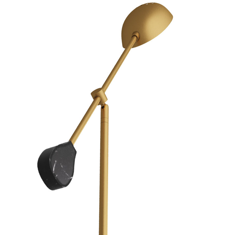 Adjustable Black and Brass Desk Lamp with Marble Base