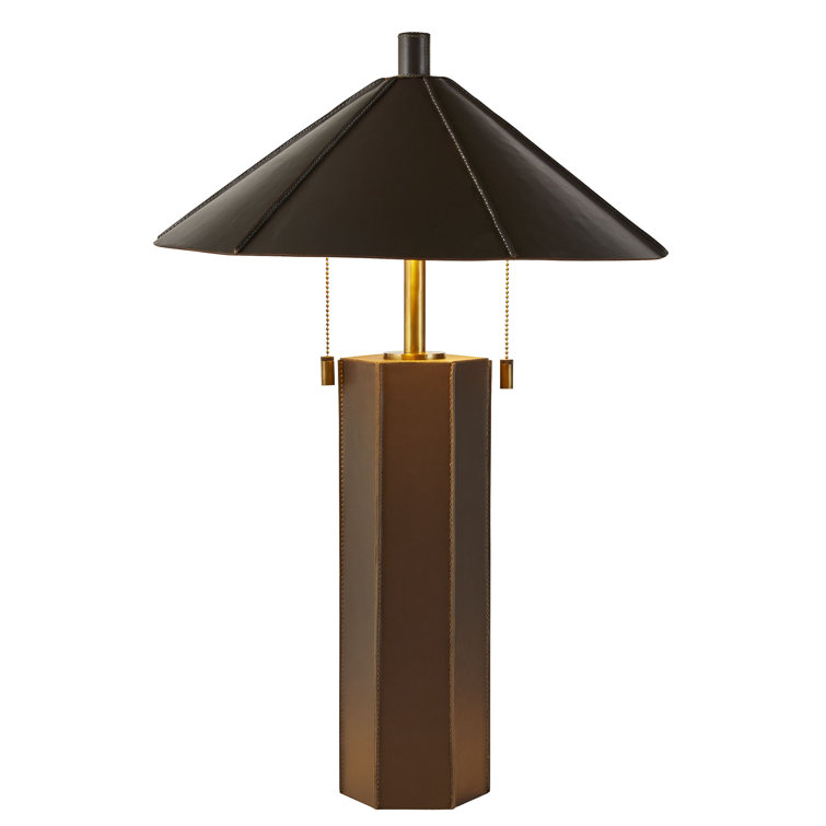 Graphite and Antique Brass Two Light Table Lamp