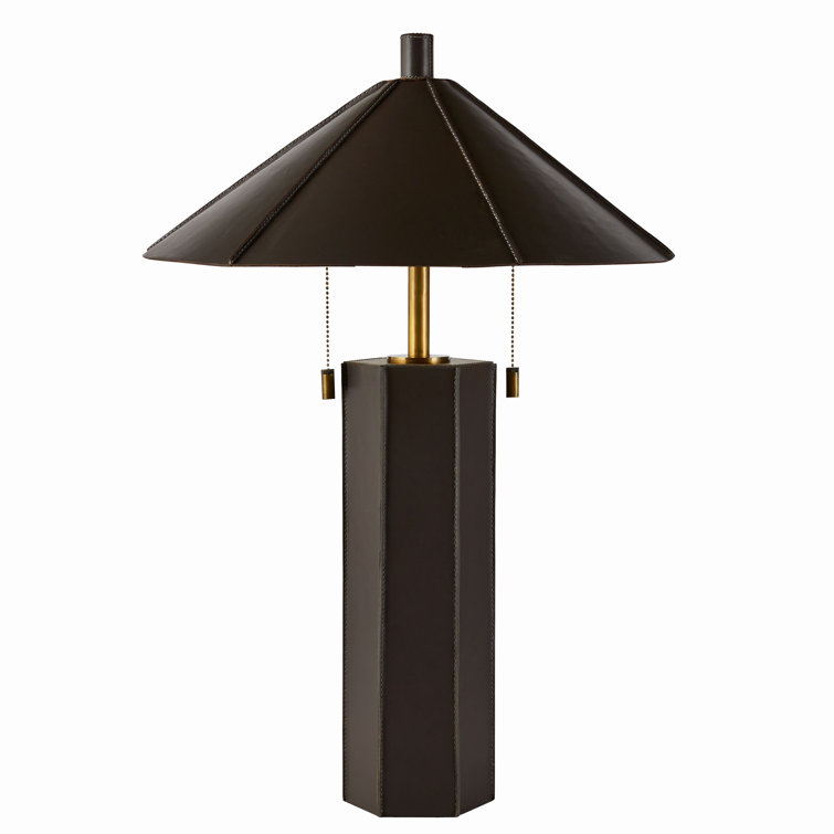 Graphite and Antique Brass Two Light Table Lamp