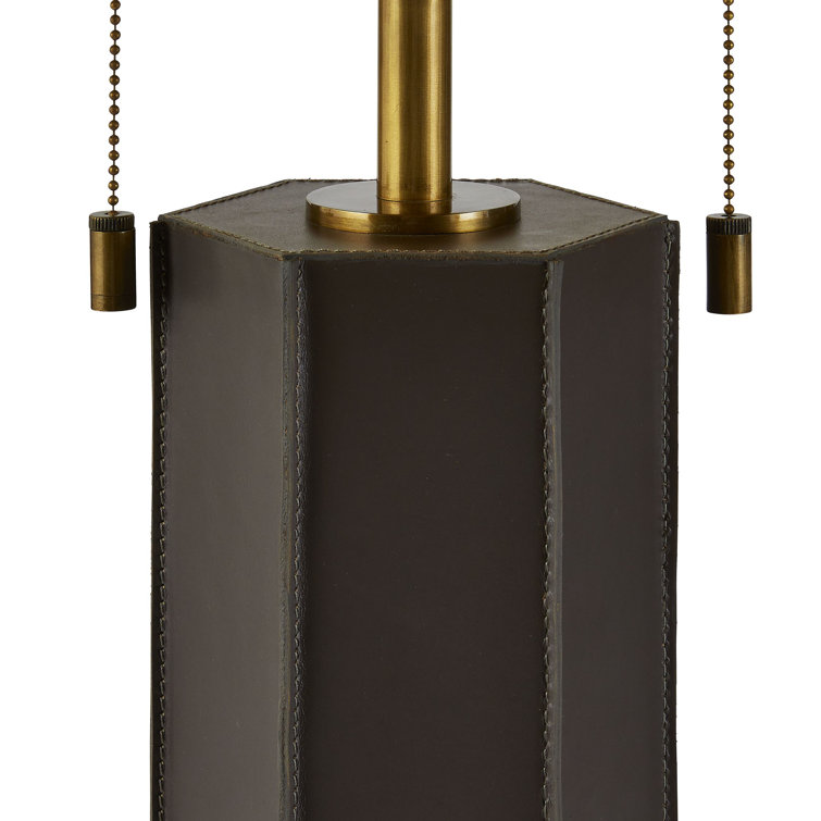 Graphite and Antique Brass Two Light Table Lamp