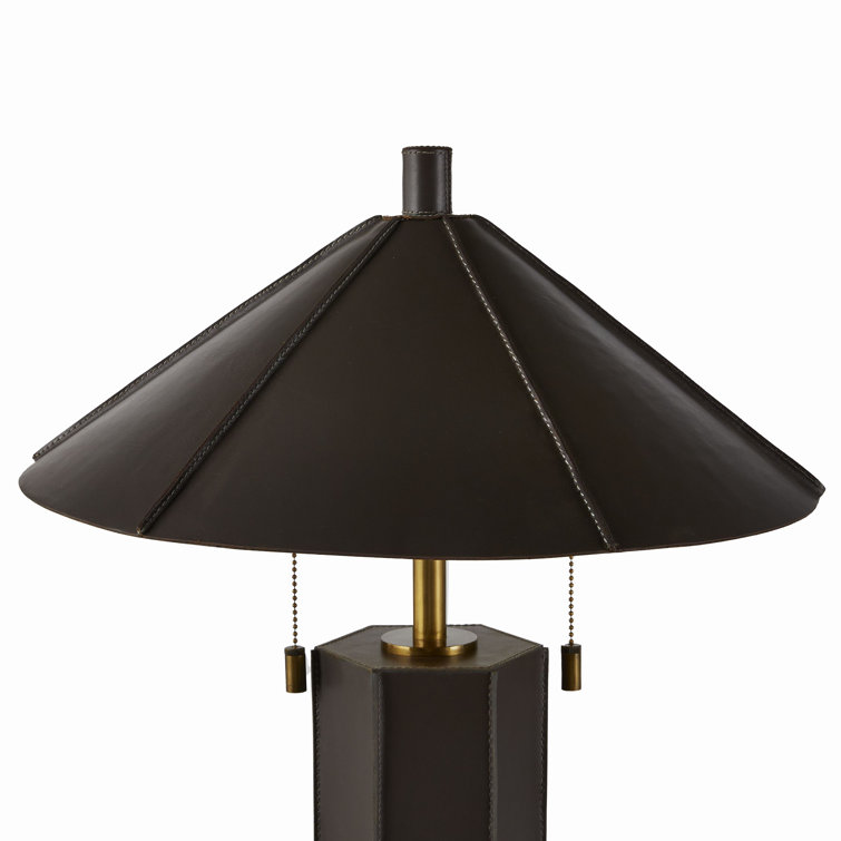Graphite and Antique Brass Two Light Table Lamp