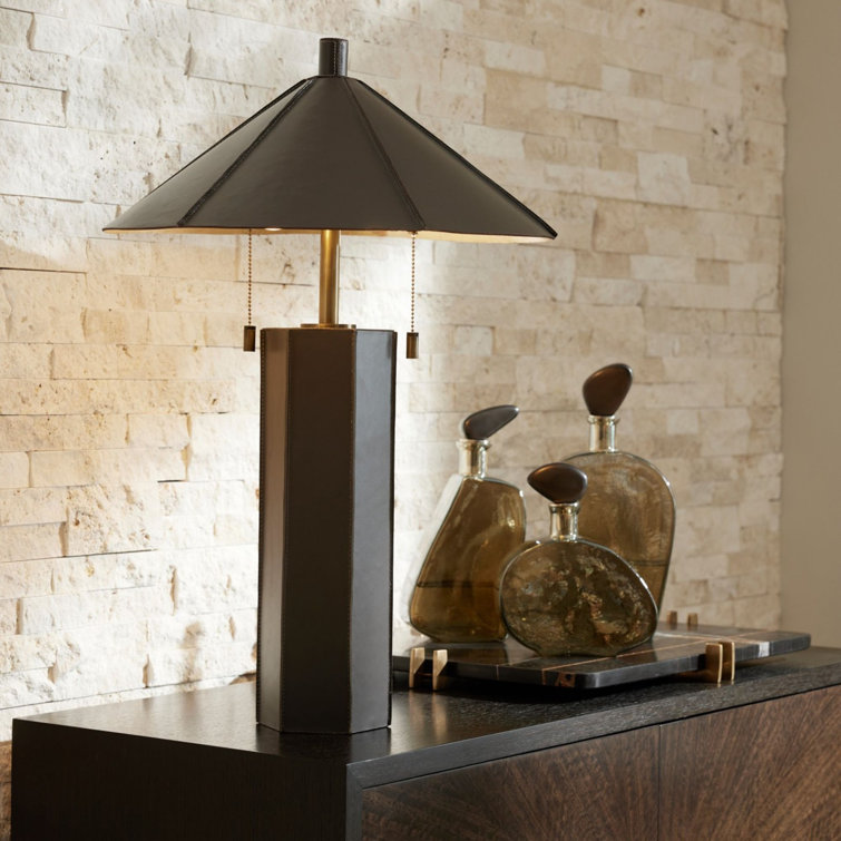 Graphite and Antique Brass Two Light Table Lamp
