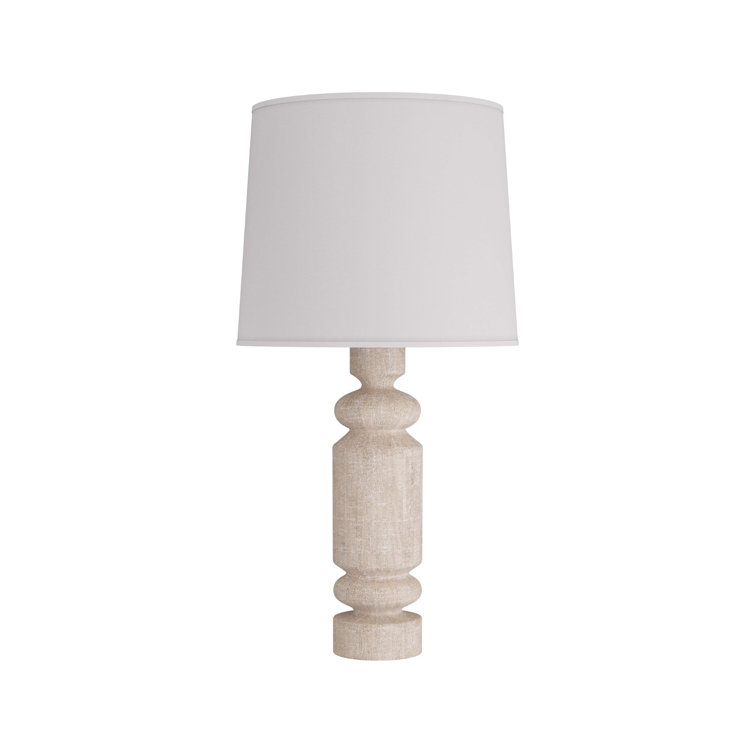 Limewash Mango Wood Table Lamp with Off-White Shade