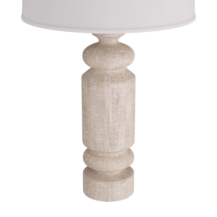 Limewash Mango Wood Table Lamp with Off-White Shade