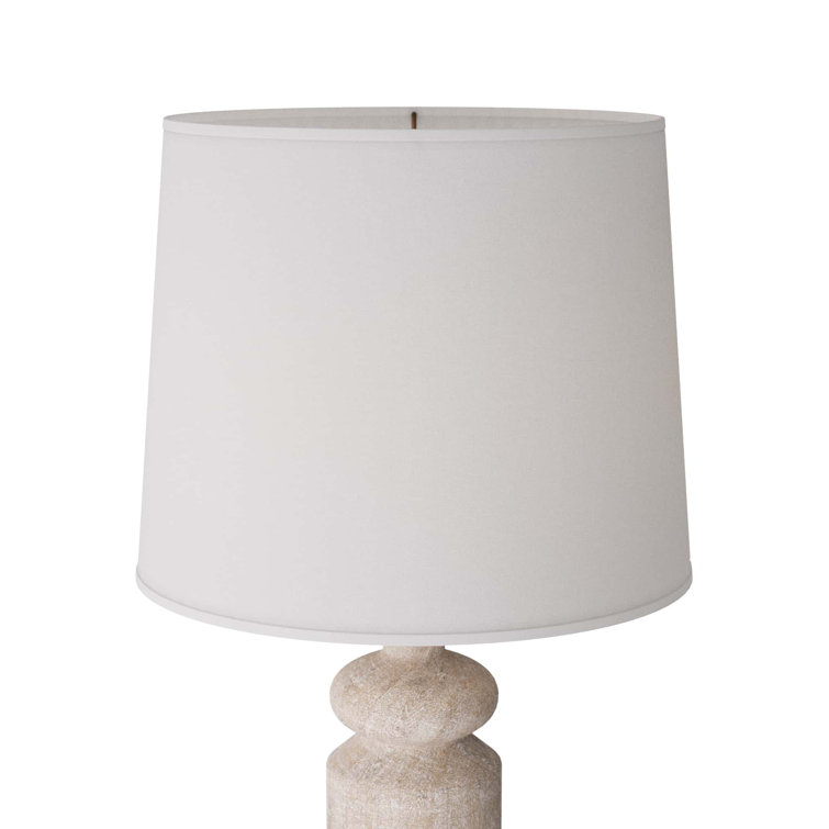 Limewash Mango Wood Table Lamp with Off-White Shade