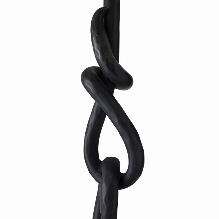 Blackened Iron Table Lamp with White Linen Shade