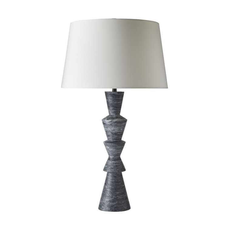 Chloe White Faux Galaxy Marble Resin Lamp with Off-White Shade