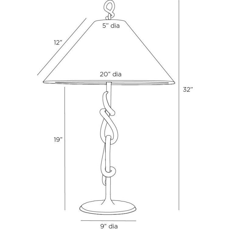 Blackened Iron Table Lamp with White Linen Shade