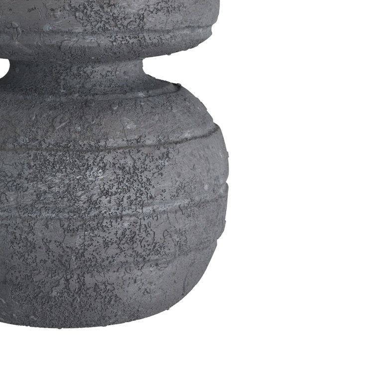 Charcoal Terra Cotta Outdoor Table Lamp with White Shade