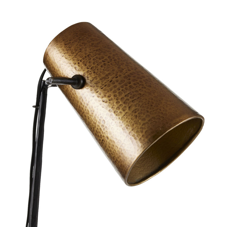 Black Iron and Brass Tripod Floor Lamp