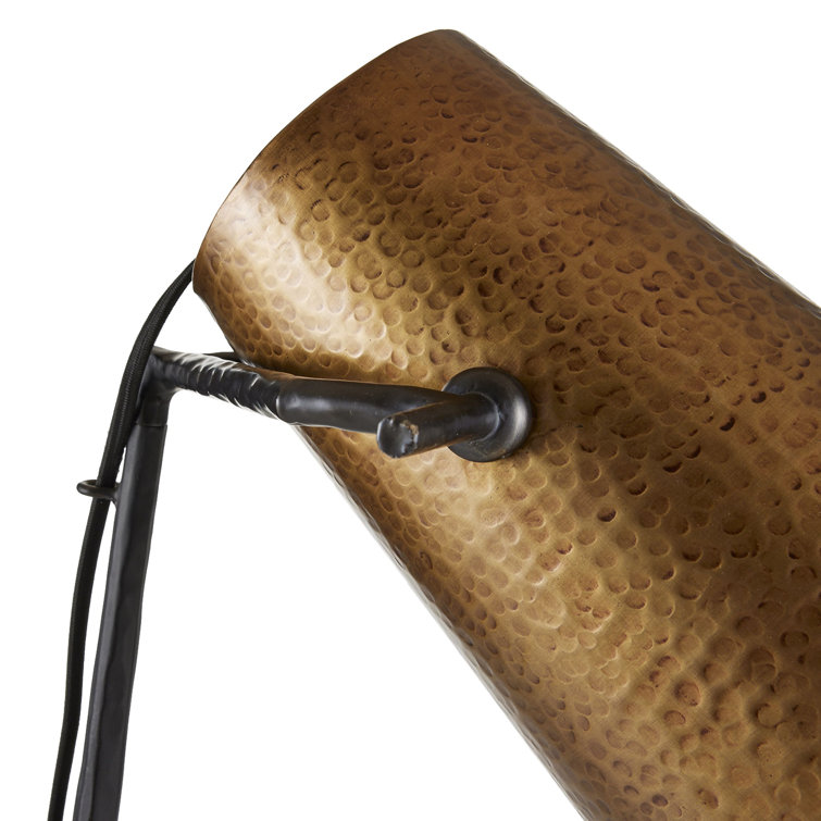 Black Iron and Brass Tripod Floor Lamp