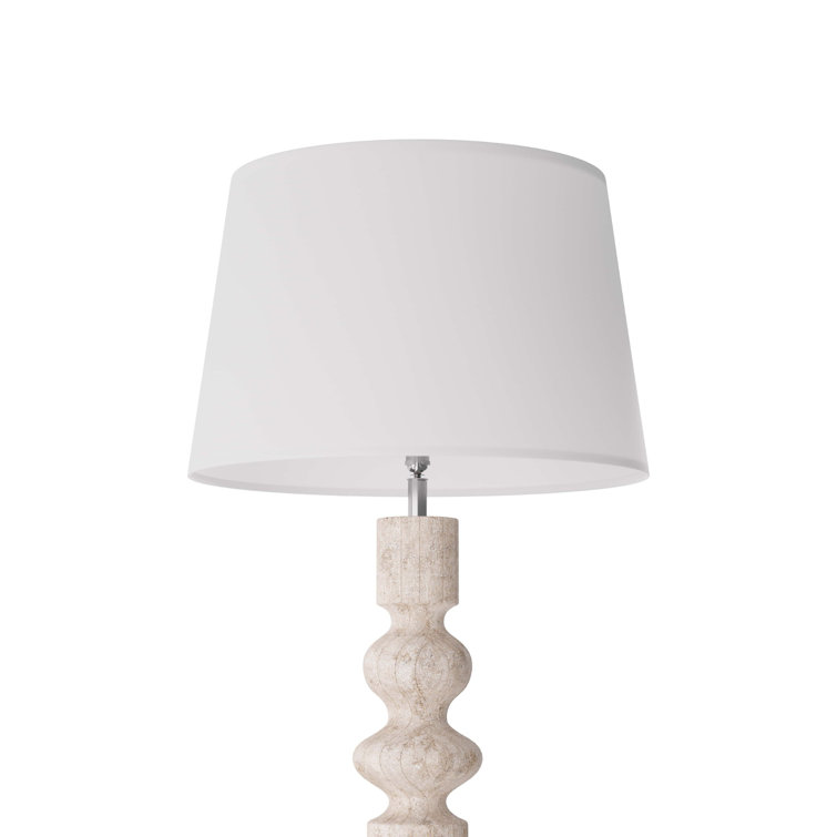 Limewashed Mango Wood Floor Lamp with Off-White Shade
