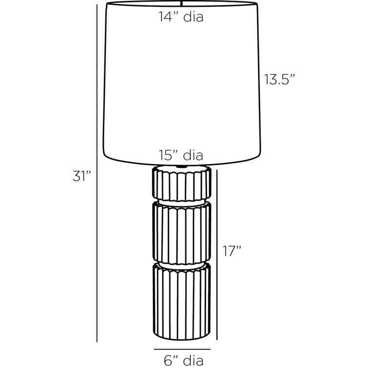 Ocean Blue Ceramic Fluted Table Lamp with White Shade