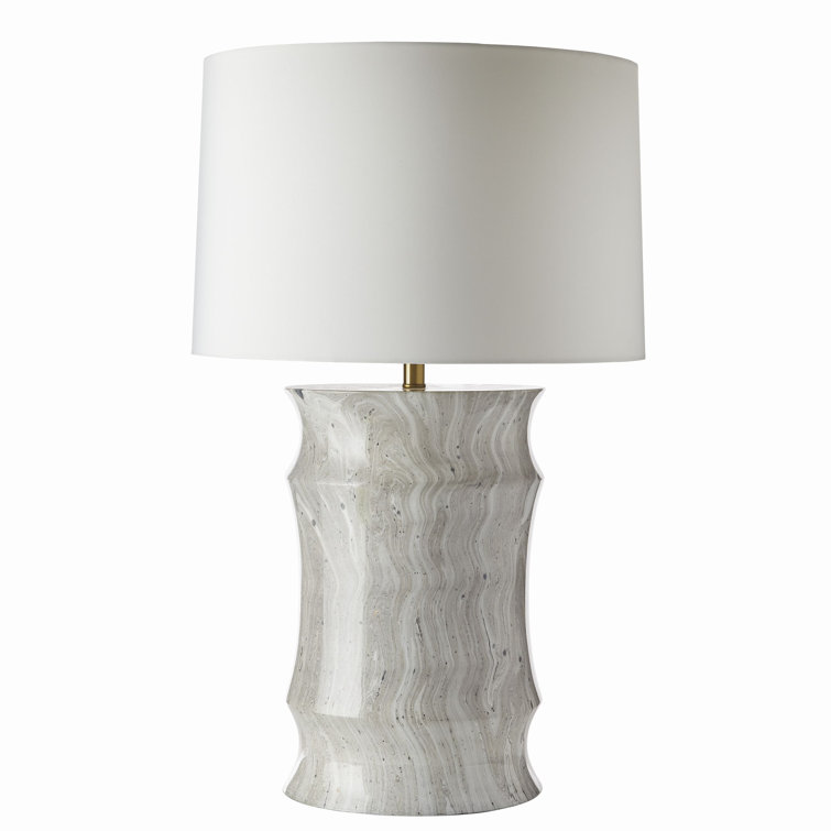 Moon Storm Resin Table Lamp with White Shade