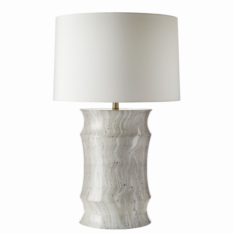 Moon Storm Resin Table Lamp with White Shade
