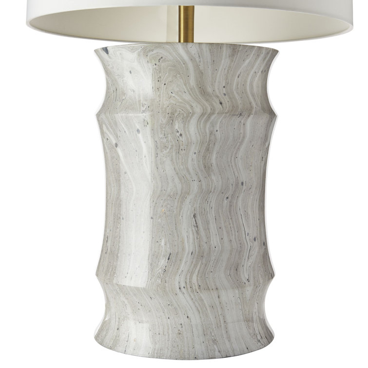 Moon Storm Resin Table Lamp with White Shade