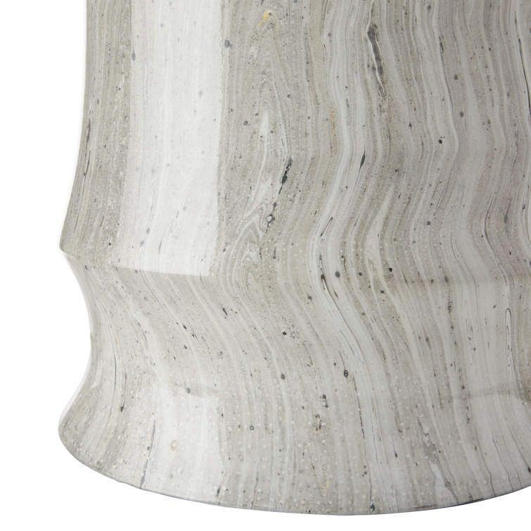 Moon Storm Resin Table Lamp with White Shade