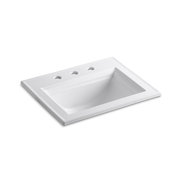 Elegant White Ceramic Rectangular Drop-In Bathroom Sink