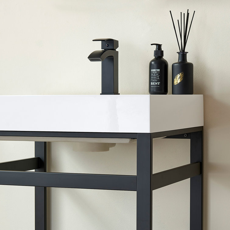 Ablitas 24" White Composite Stone Bathroom Vanity Sink
