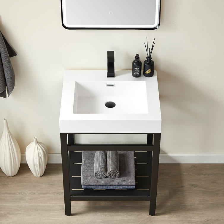 Ablitas 24" White Composite Stone Bathroom Vanity Sink