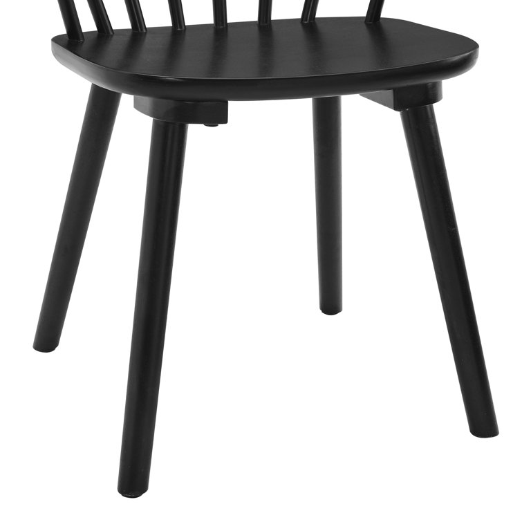 Black Solid Wood Spindle Back Side Chair Set