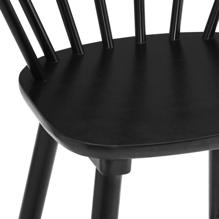 Black Solid Wood Spindle Back Side Chair Set