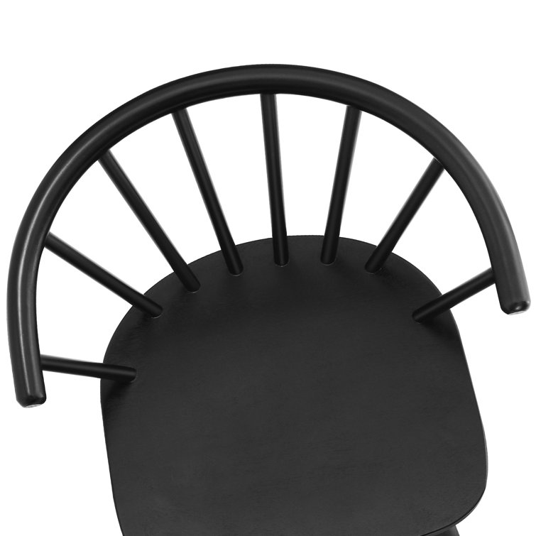 Black Solid Wood Spindle Back Side Chair Set