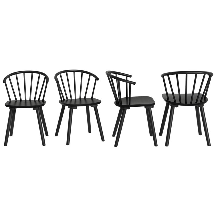 Black Solid Wood Spindle Back Side Chair Set