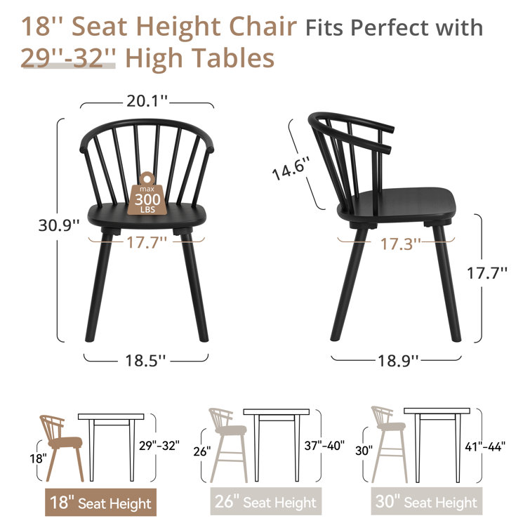 Black Solid Wood Spindle Back Side Chair Set