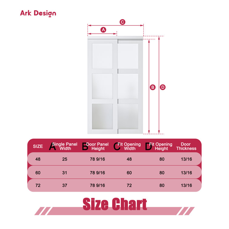 48 in. x 80 in. White Tempered Frosted Glass Sliding Closet Door