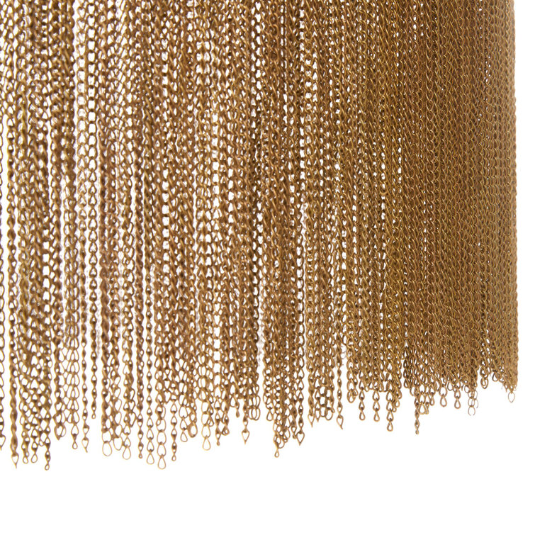 Antique Brass Waterfall Chain Chandelier with LED Ring
