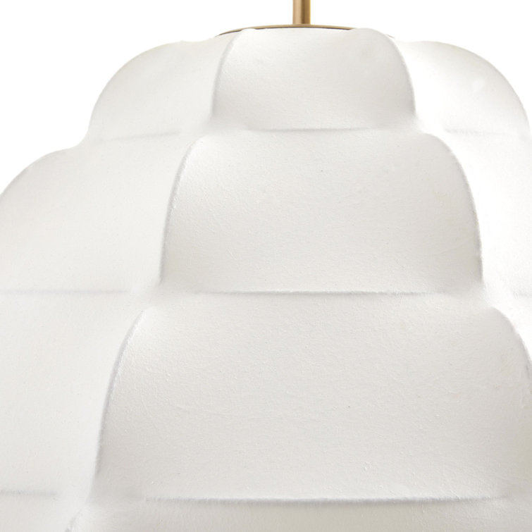Ivory Vegan Vellum and Brass Tiered Chandelier