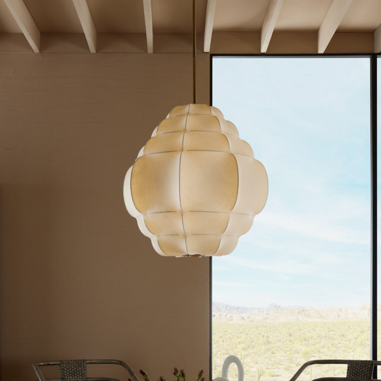 Ivory Vegan Vellum and Brass Tiered Chandelier
