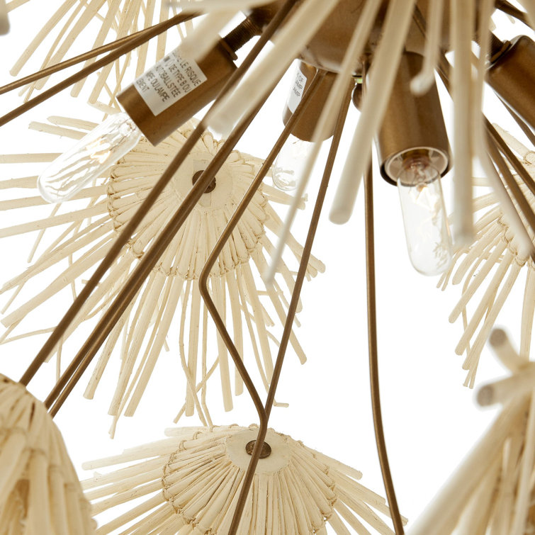 Ivory Coconut Shell and Brass Dandelion Chandelier