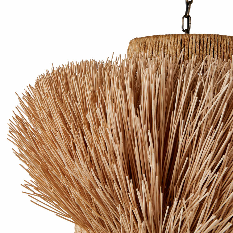 48" Natural Rattan and Brass Indoor/Outdoor Pendant Light