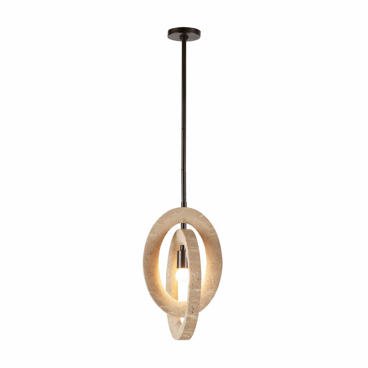 41'' Faux Travertine and Bronze Indoor/Outdoor Pendant Light