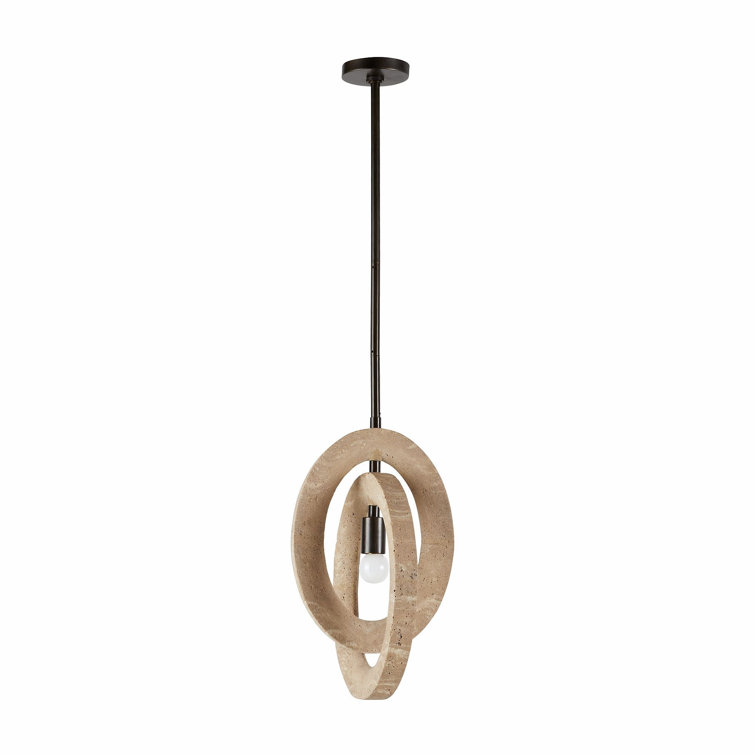 41'' Faux Travertine and Bronze Indoor/Outdoor Pendant Light