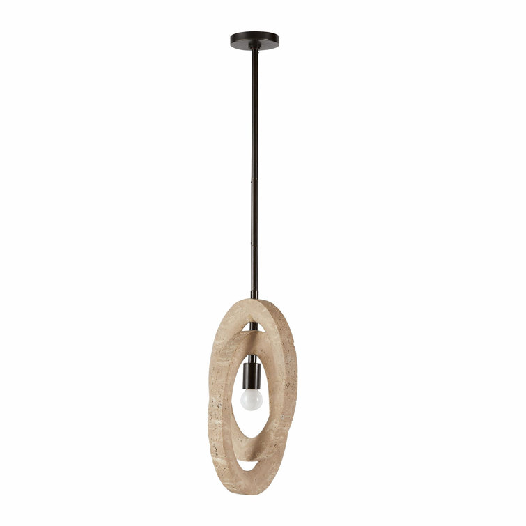 41'' Faux Travertine and Bronze Indoor/Outdoor Pendant Light