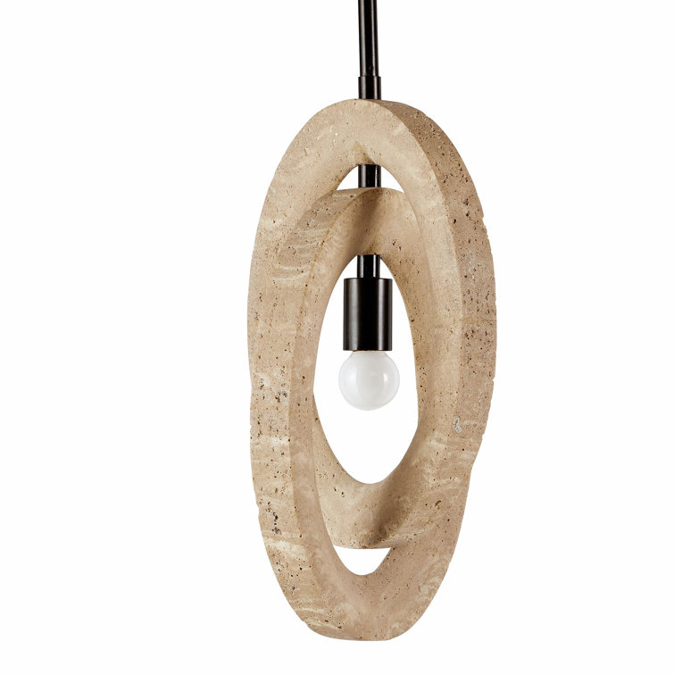 41'' Faux Travertine and Bronze Indoor/Outdoor Pendant Light