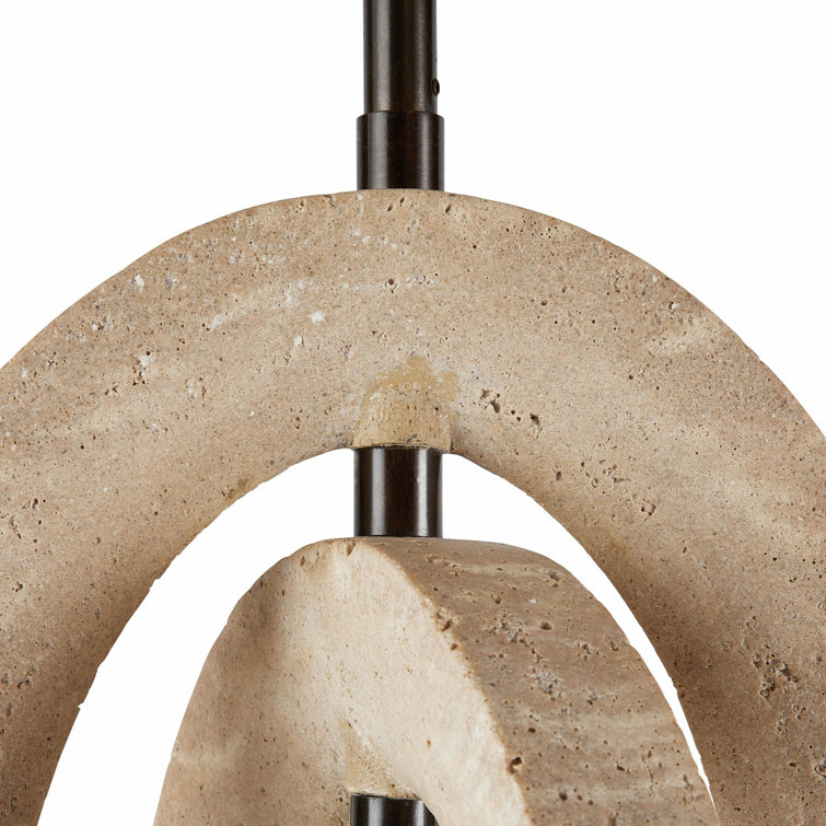 41'' Faux Travertine and Bronze Indoor/Outdoor Pendant Light