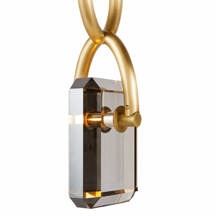 Antique Brass Mini Pendant with Smoke Crystal LED
