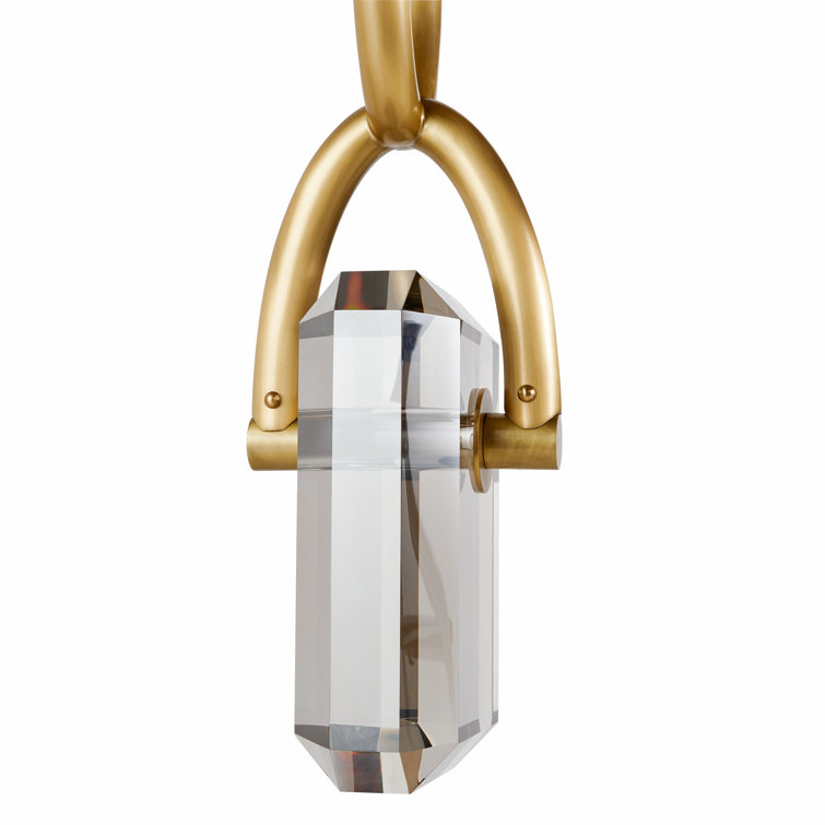 Antique Brass Mini Pendant with Smoke Crystal LED