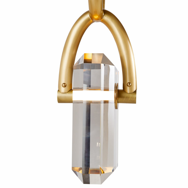 Antique Brass Mini Pendant with Smoke Crystal LED