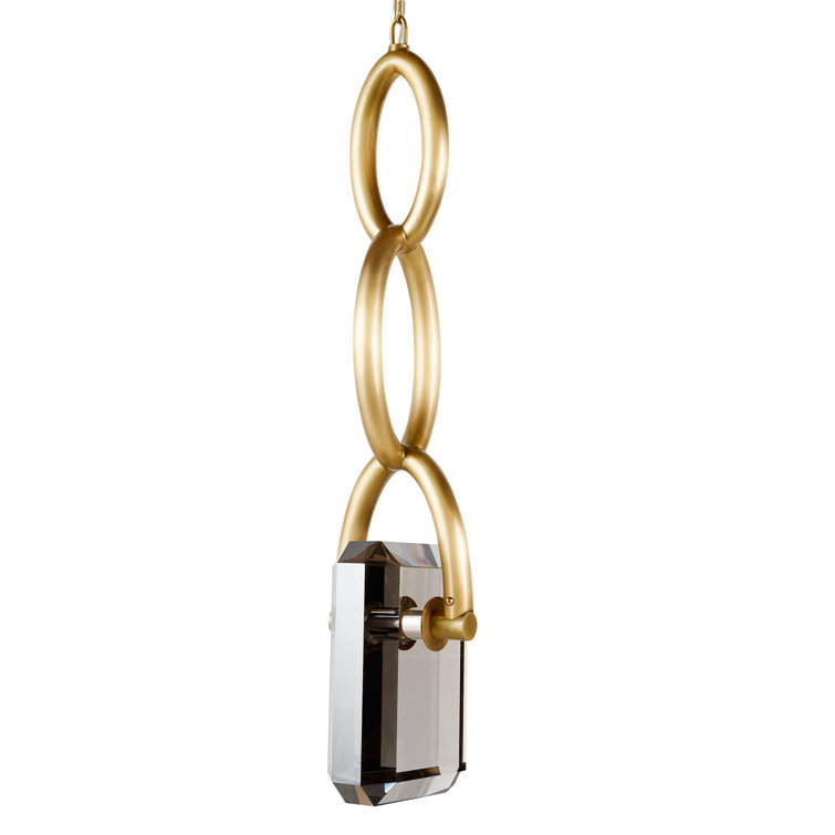Antique Brass Mini Pendant with Smoke Crystal LED