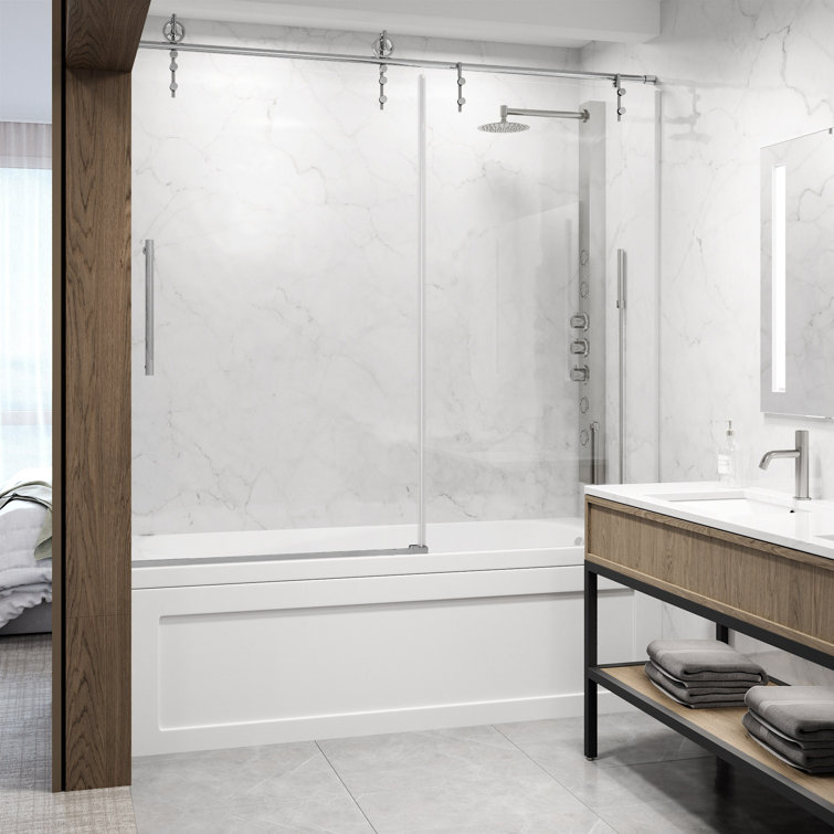 Hamilton 60" Chrome Frameless Sliding Tub Door with Clear Glass