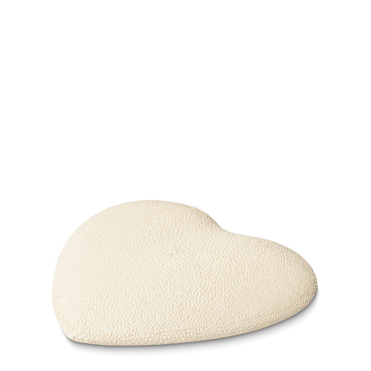 Cream Heart-Shaped Embossed Shagreen Hand Mirror
