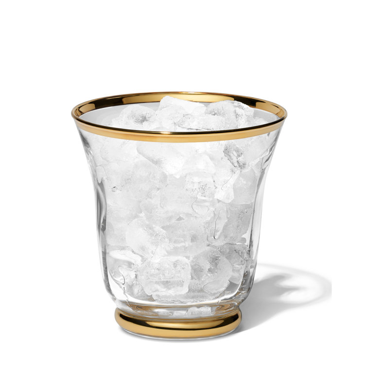Sophia Small Hand-Blown Glass Ice Bucket with Gold Rim