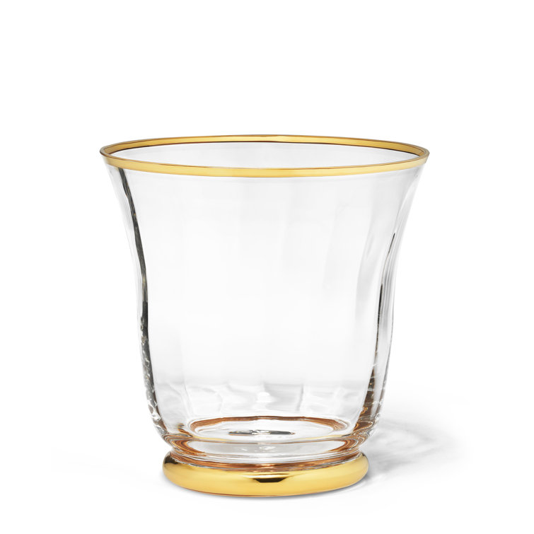 Sophia Small Hand-Blown Glass Ice Bucket with Gold Rim